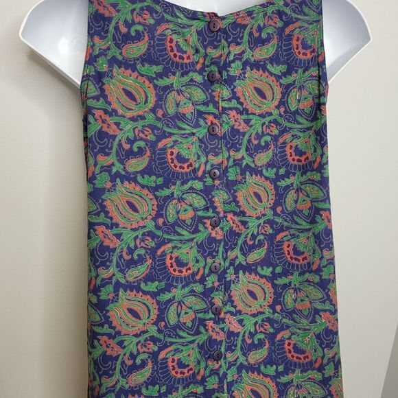 J PETERMAN vintage paisley moody sleeveless button back maxi shift dress M - Picture 5 of 10